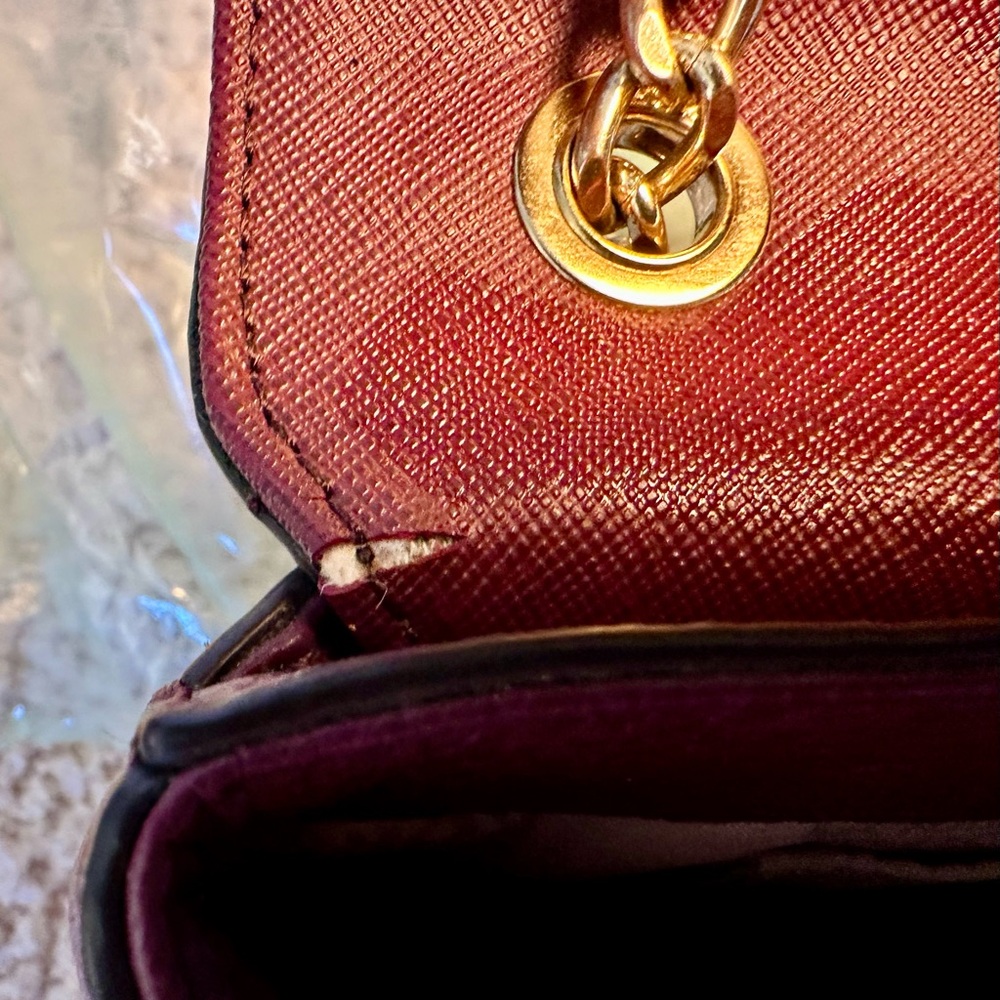 Vintage Michael Kors Maroon Leather Crossbody Bag - Picture 4 of 5